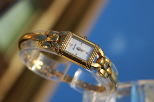 Vintage Bulova Gold-Tone Rectangular Watch